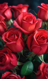 a group of red roses