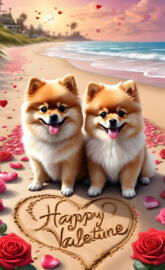 two dogs sitting on a table