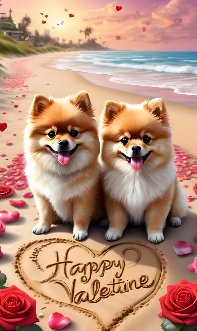 two dogs sitting on a table