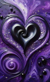 black heart inside purple