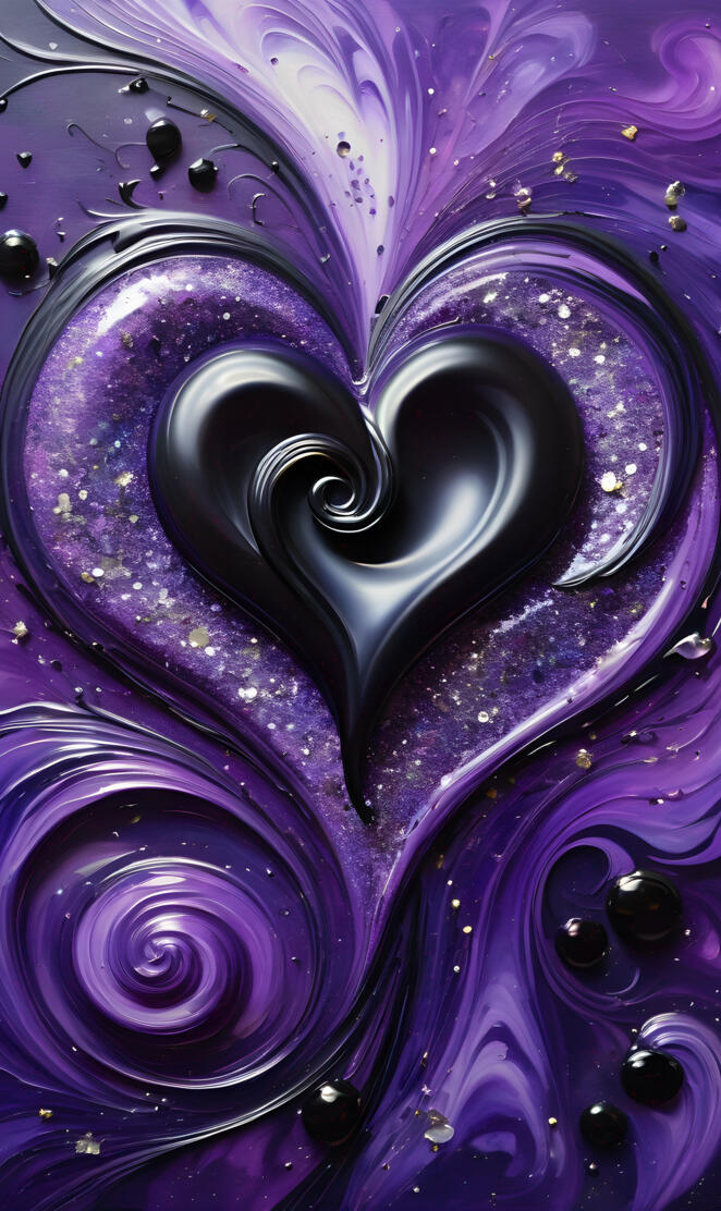 black heart inside purple