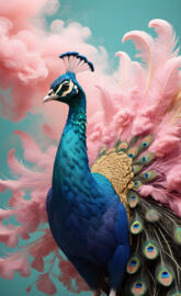 a peacock with feathers
