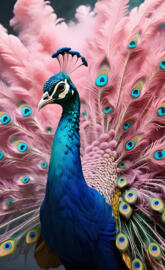 a peacock with its feathers spread