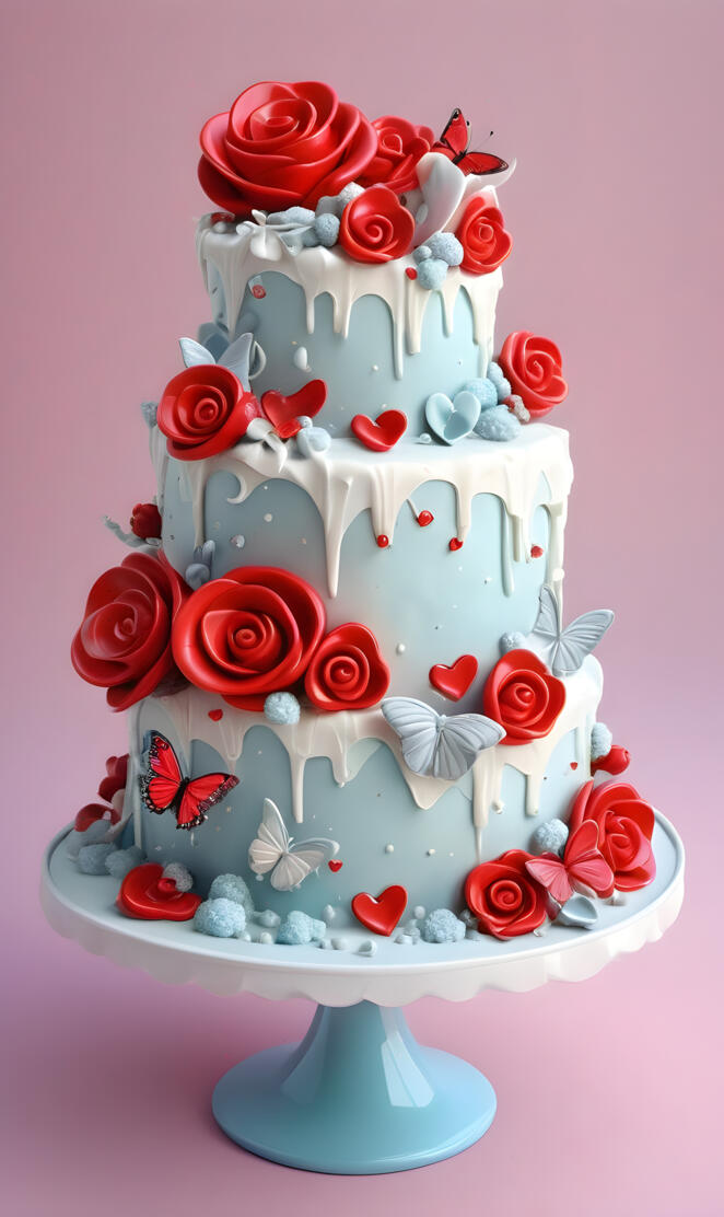 a cake with roses on top
