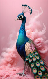 a peacock with a flower pattern