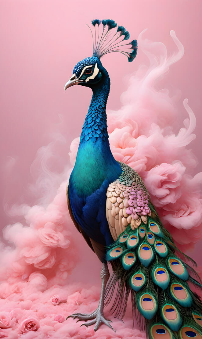 a peacock with a flower pattern