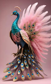 a painting of a peacock