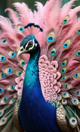 a peacock with its feathers spread