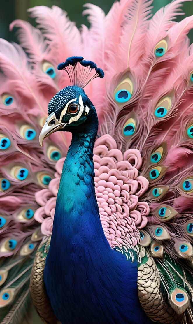 a peacock with its feathers spread