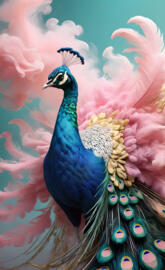 a peacock with feathers