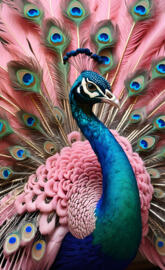 a colorful peacock with its feathers spread