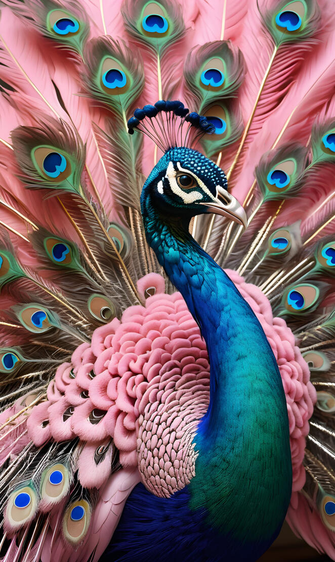 a colorful peacock with its feathers spread