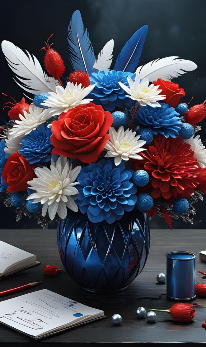 a vase with colorful flowers