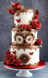 a cake with roses on top