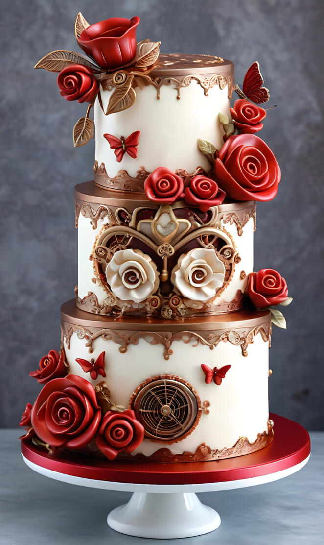 a cake with roses on top