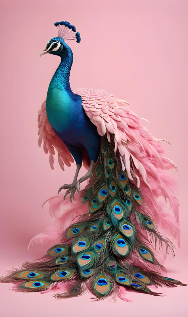 a blue and white peacock