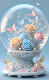 a tea cup with flowers and butterflies