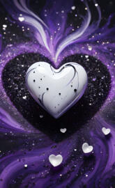 purple and black with a white heart