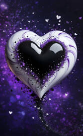 white n black n purple heart
