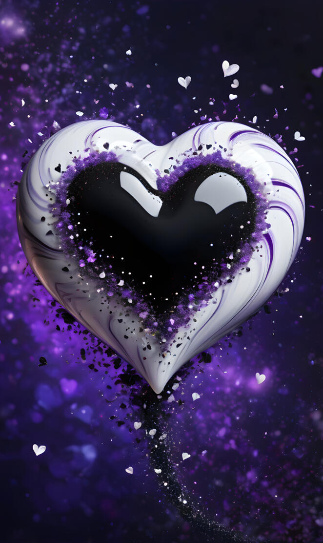 white n black n purple heart