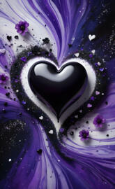 a cartoon of a person with purple hair and a black eye patch