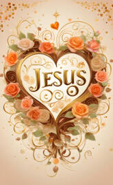 a gold and gold floral background with a gold and red text