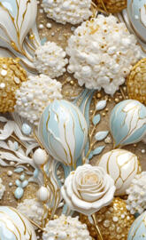 a table is filled with decorative items