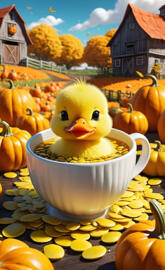 a cup of tea with a duck