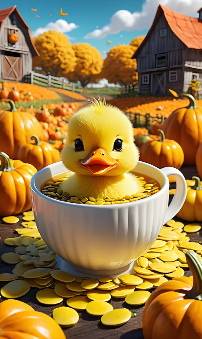 a cup of tea with a duck