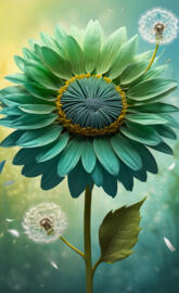 Abstract teal flowers