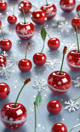 snowflakes and sparkling cherry