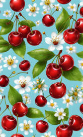 a bunch of red and white cherries on a plant