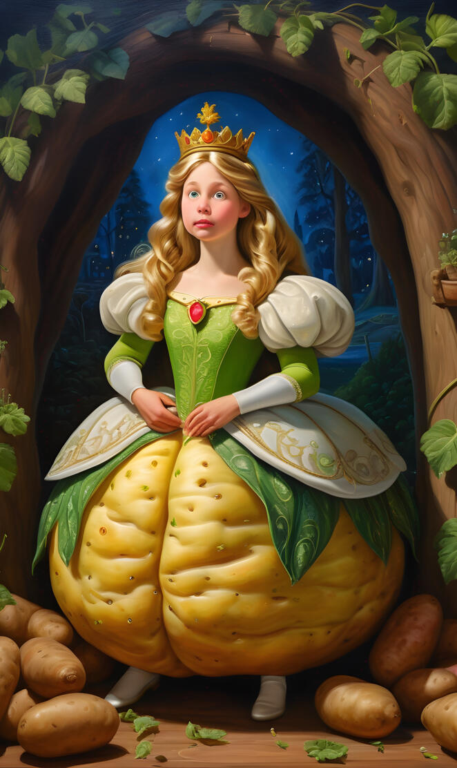 Aurora, wearing potato