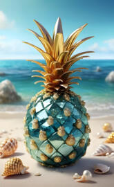 a pineapple on a beach