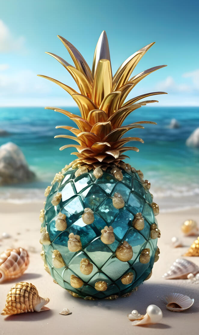 a pineapple on a beach
