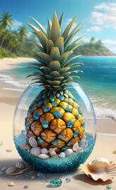 a pineapple on a beach
