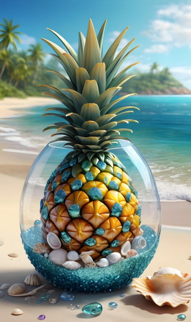 a pineapple on a beach