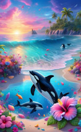 Hawaii Beach orcas