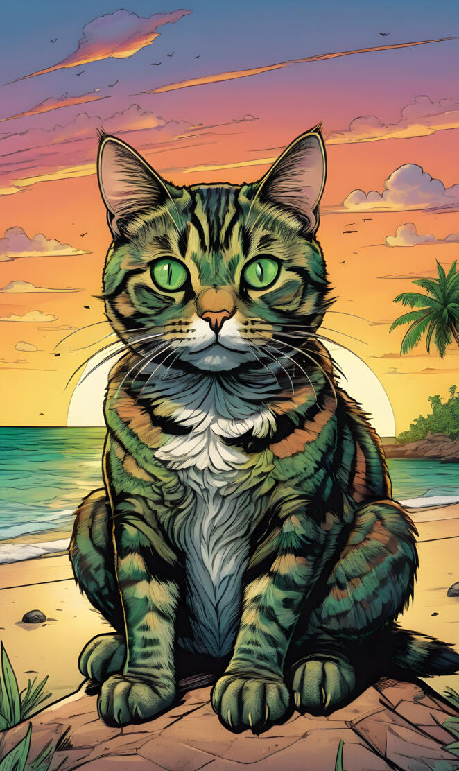 Brown hair tabby tortoise shell sunset