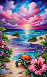 beach scene turtle wallpaper