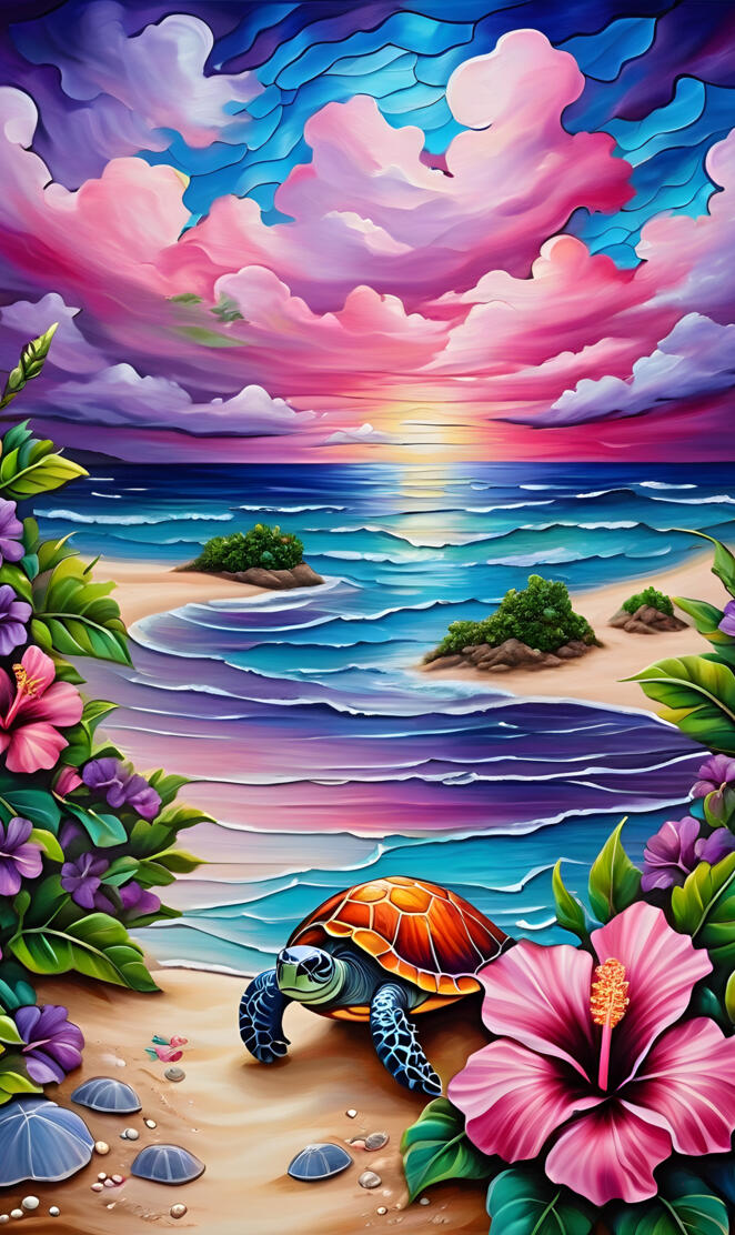 beach scene turtle wallpaper