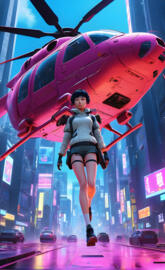 Ghost in a shell jumping from a helicopter 1 feet