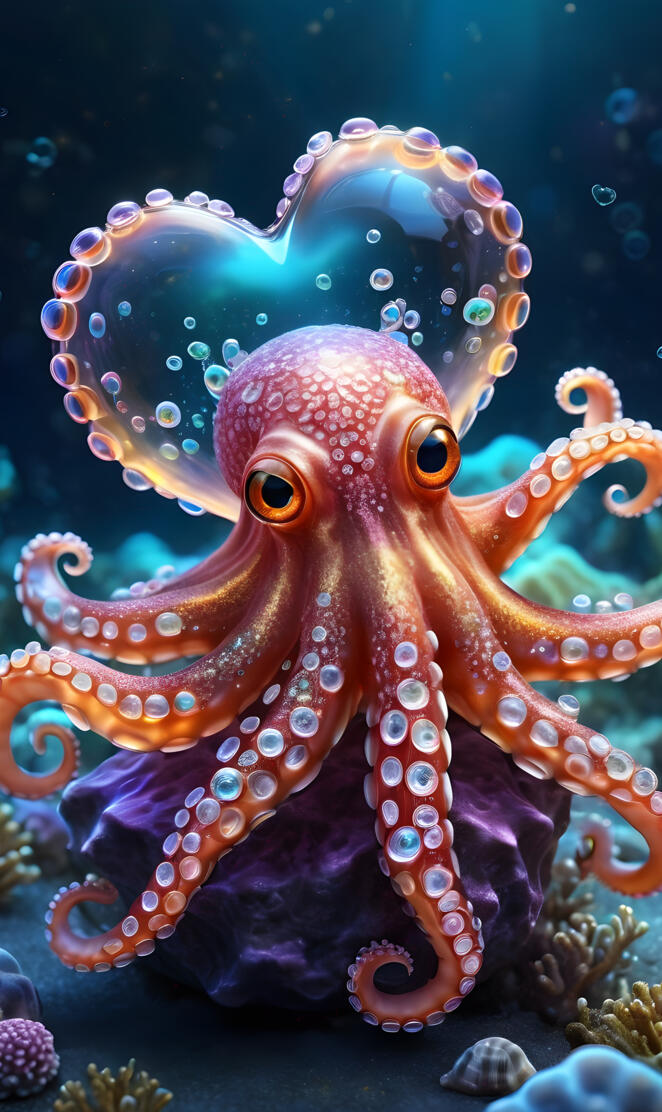 a colorful octopus with a blue background