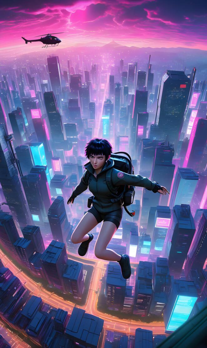 ghost in a shell jumping into new Tokyo