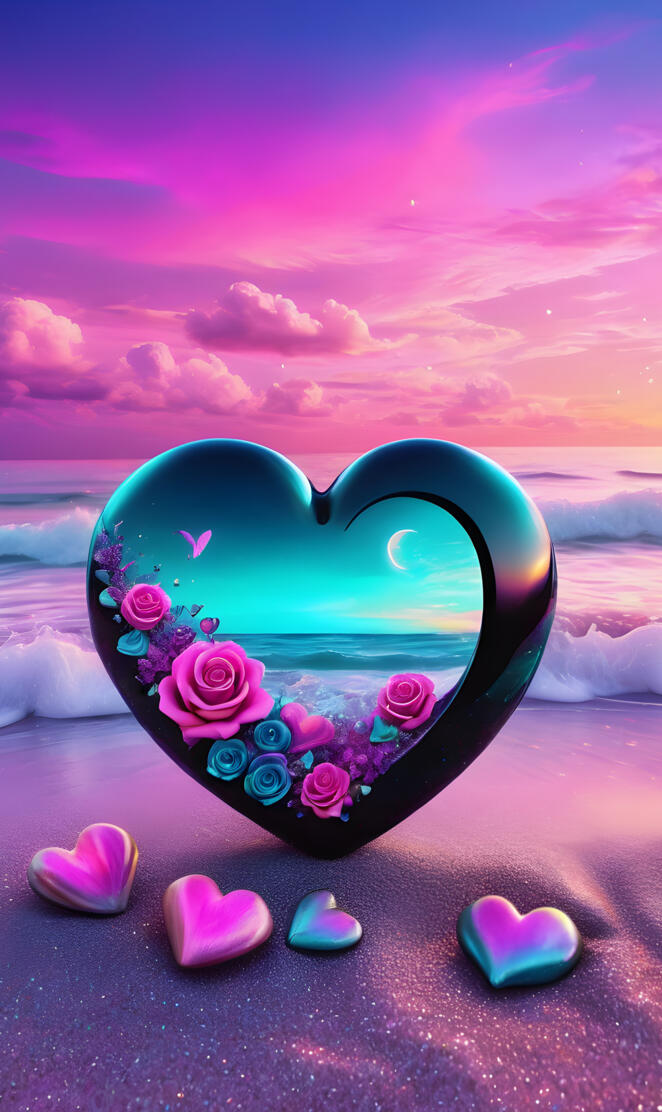 Heart and sunset , Valentine's Day approaching