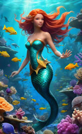 Beautiful Mermaid with fishes