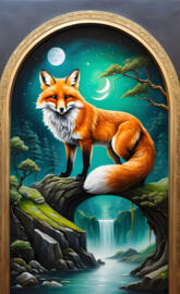 a painting of a fox