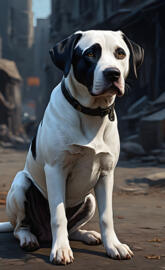 White and black dog with spots