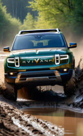 Rivian in mud