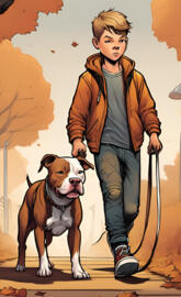 Boy and his American Pit Bull Terrier